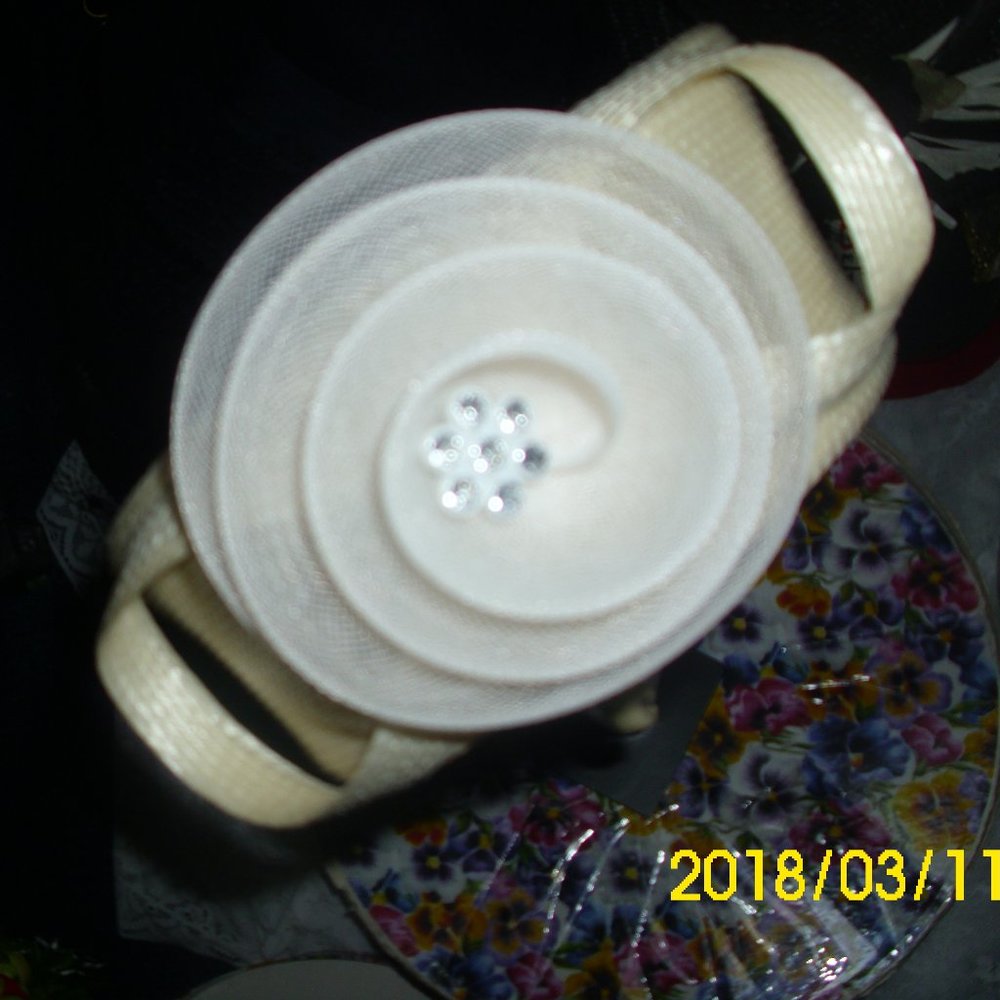 Vintage Pill Box Occasion Hat  Church Weddings  Rhinestones in Flower